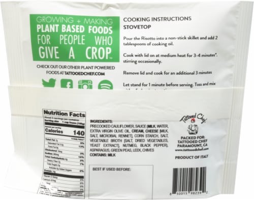 Tattooed Chef™ Riced Cauliflower Risotto with Asparagus Perspective: back