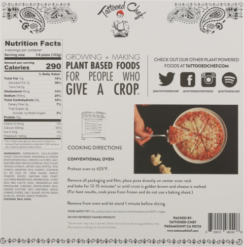 Tattooed chef cauliflower pizza calories