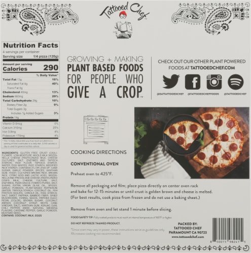 Tattooed Chef™ Cauliflower Crust Pepperoni Frozen Pizza Perspective: back
