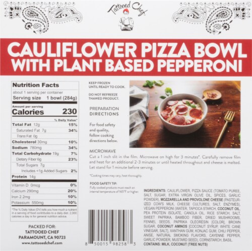 Tattooed Chef™ Plant Based Pepperoni Cauliflower Pizza Bowl Perspective: back