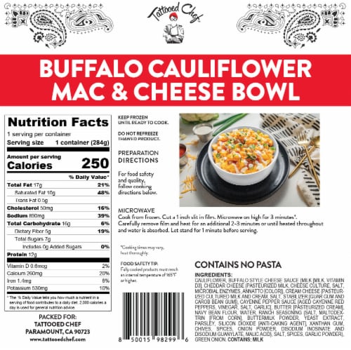 Tattooed Chef™ Buffalo Cauliflower Mac & Cheese Bowl Perspective: back