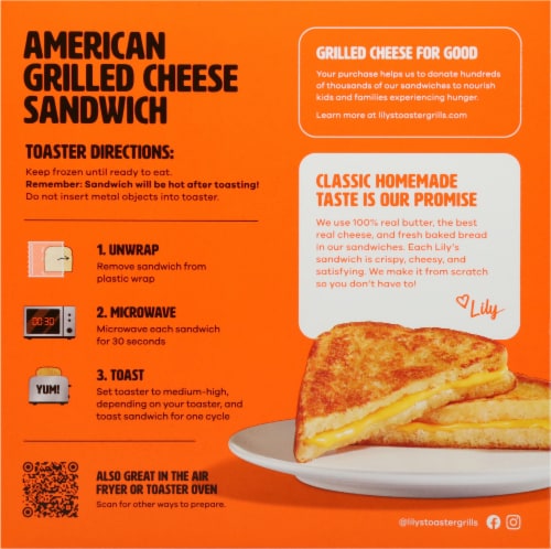 Lily's Toaster Grills® Grilled American Cheese Sandwich, 2 ct / 7.3 oz -  Kroger