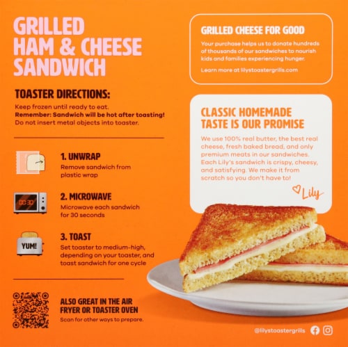 Lily's Toaster Grills® Grilled Ham & Cheese Sandwich, 2 ct / 7.4 oz - Fry's  Food Stores