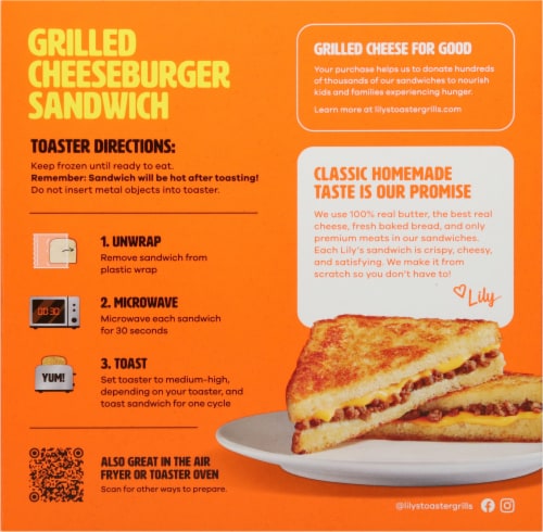 Lily's Toaster Grills® Grilled Cheeseburger Sandwich Perspective: back