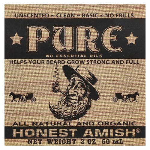 Honest Amish Pure Beard Balm Unscented - 2 oz (60 ml) Perspective: back