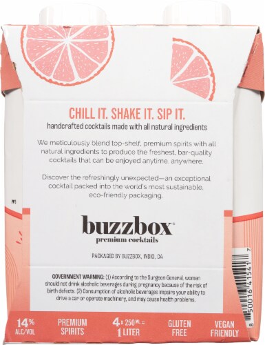 Buzzbox® Tequila Paloma Premium Cocktail Bottles Perspective: back