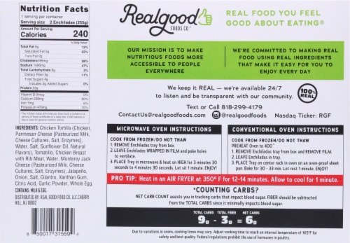 The Real Good Food Company® Grande Chicken Enchiladas Frozen Meal Perspective: back