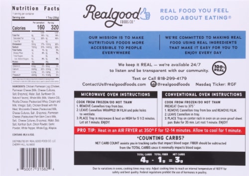 The Real Good Food Company Grande Chicken & Alfredo Cannelloni Frozen Meal Perspective: back