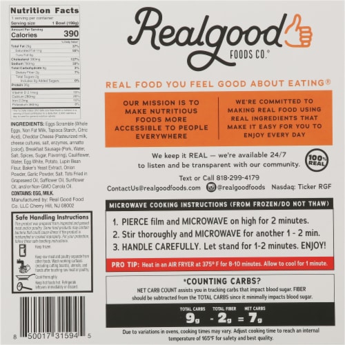 Realgood Breakfast Bowls™ Sausage, Egg & Cheese Bowl Perspective: back