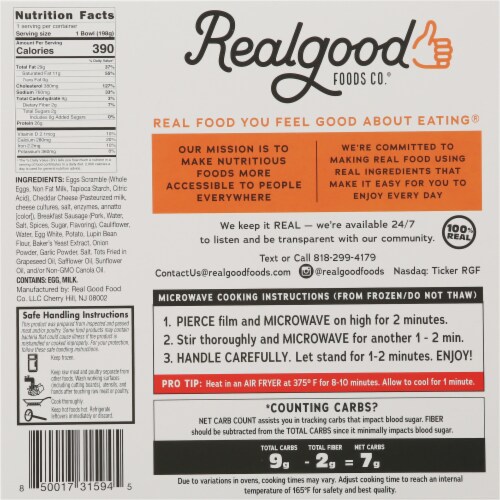 Realgood Breakfast Bowls™ Sausage, Egg & Cheese Bowl Perspective: back