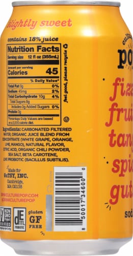 Culture Pop® Orange Mango Chili & Lime Soda Single Can Perspective: back
