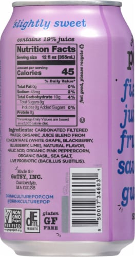 Culture Pop® Wild Berries Probiotic Soda Can Perspective: back