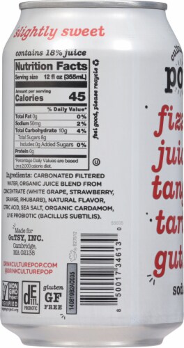 Culture Pop® Strawberry & Rhubarb Soda Can Perspective: back