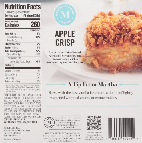Martha Stewart Kitchen Ready To Bake Apple Crisp Perspective: back
