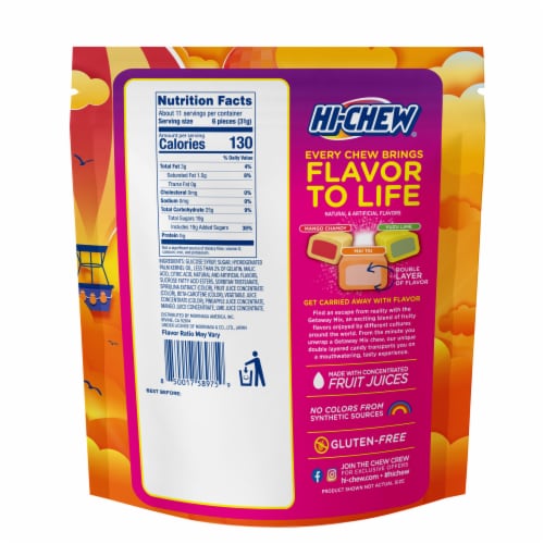 Hi-Chew® Getaway Mix Candy Stand Up Pouch Perspective: back