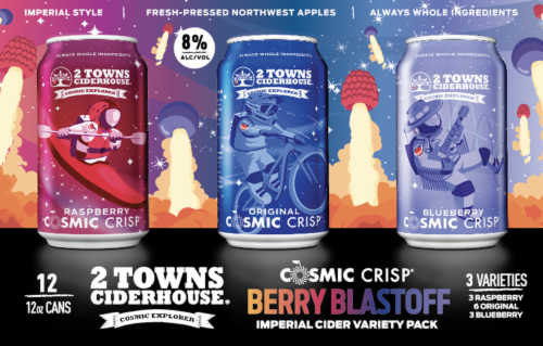 2 Towns Ciderhouse® Cosmic Crisp® Cosmic Exploration Imperial Cider Variety Pack Perspective: back