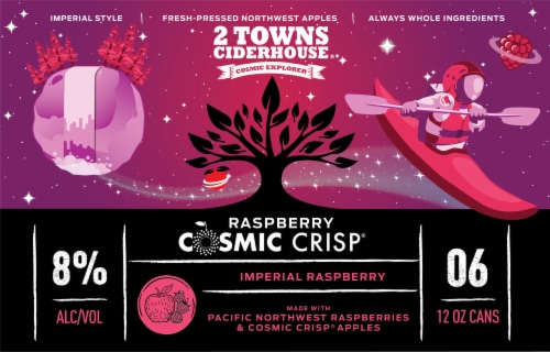 2 Towns Ciderhouse® Cosmic Crisp Imperial Raspberry Craft Beer Perspective: back
