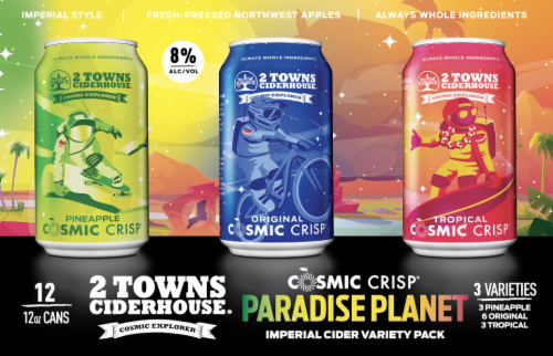 2 Towns Ciderhouse® Cosmic Crisp® Paradise Planet Imperial Cider Variety Pack Perspective: back