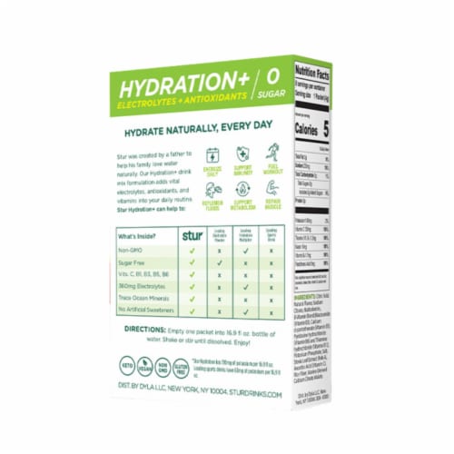 Stur™ Hydration+ Fruit Punch Electrolyte Drink Mix Perspective: back