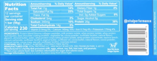 Vital Performance™ Chocolate Almond Protein Bars Perspective: back