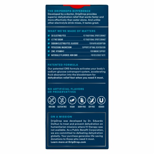 Drip Drop® Fruit Punch Powdered Drink Mix Packets Perspective: back