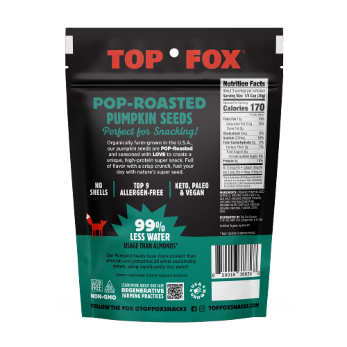 Top Fox® Pop-Roasted Salt & Vinegar Pumpkin Seeds Perspective: back