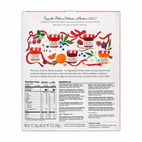 Bonne Maman 12 Days of Christmas Gift Set, 1 Ounce Jars (Pack of 12) Perspective: back