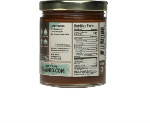 Rawmio Creamy Raw Chocolate Hazelnut Spread Perspective: back