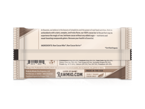 Rawmio Essentials 100% Cacao Dark Chocolate Bars Perspective: back