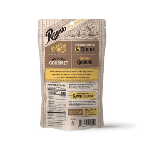 Rawmio Organic Chocolate Covered Golden Raisins Perspective: back