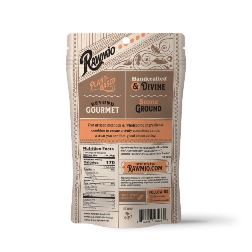 Rawmio Organic Chocolate Covered Sprouted Hazelnuts Perspective: back