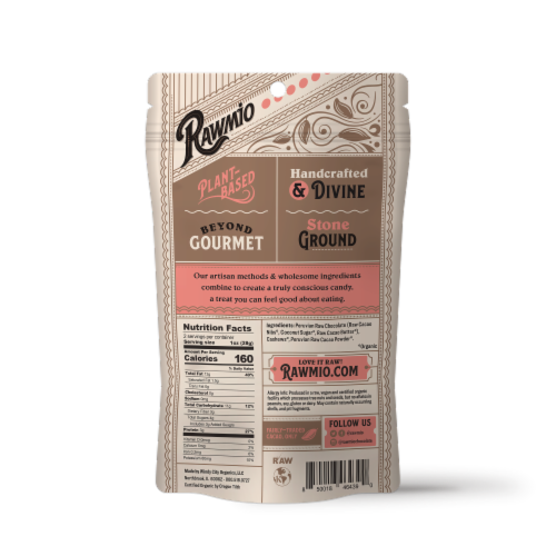 Rawmio Organic Chocolate Covered Cashews Perspective: back