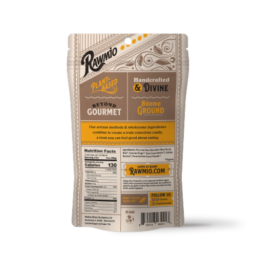 Rawmio Organic Chocolate Covered Golden Berries Perspective: back