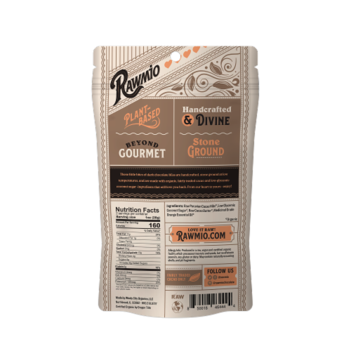 Rawmio 70% Raw Orange Chocolate Hearts Perspective: back