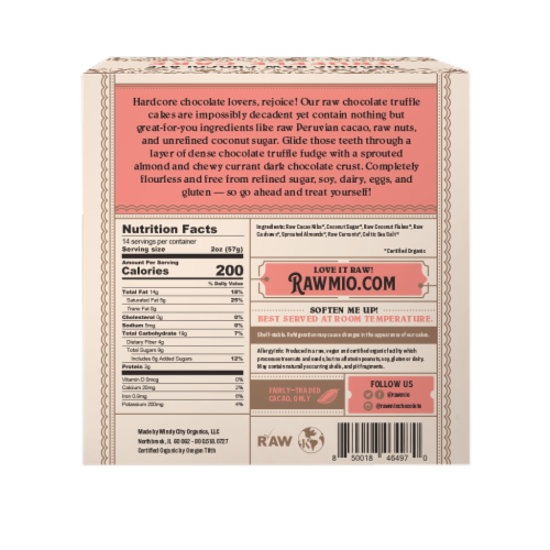 Rawmio Organic Raw Chocolate Truffle Cake Perspective: back