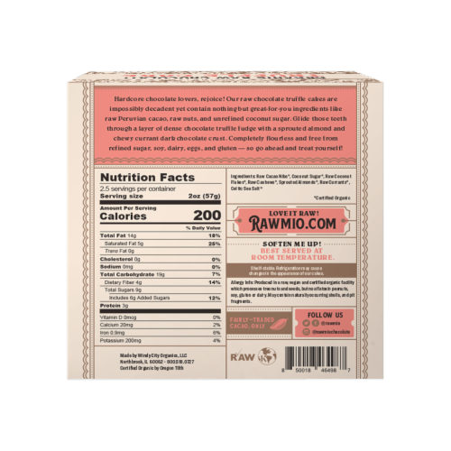 Rawmio Organic Raw Chocolate Mini Truffle Cake Perspective: back