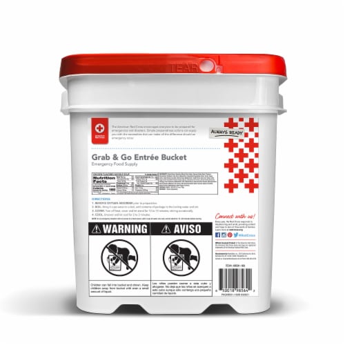 American Red Cross Grab & Go Entree Bucket Emergency Food Supply Perspective: back