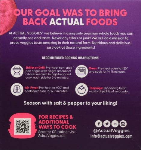 Actual Veggies® Purple Roots Veggie Burgers Perspective: back