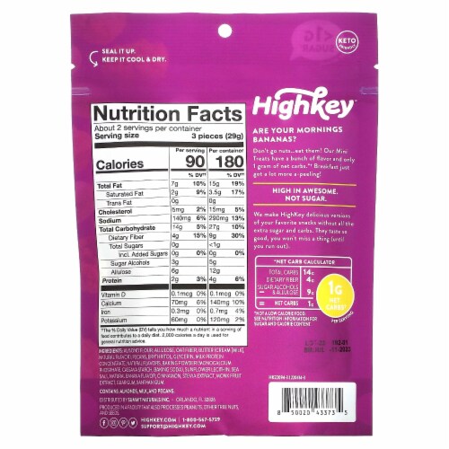 HighKey Keto Banana Nut Muffin Mini Treats 2oz Perspective: back
