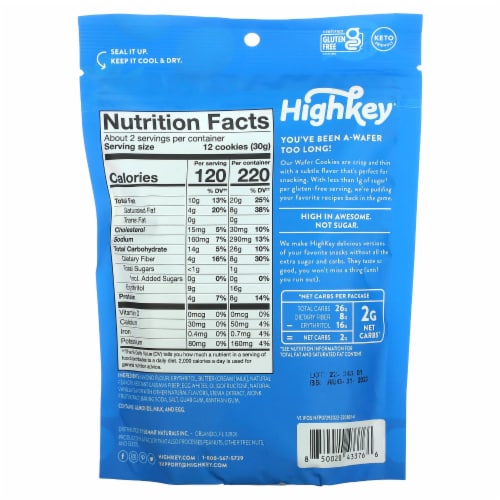 HighKey Wafers Vanilla - 2 oz (56.6 g) Perspective: back