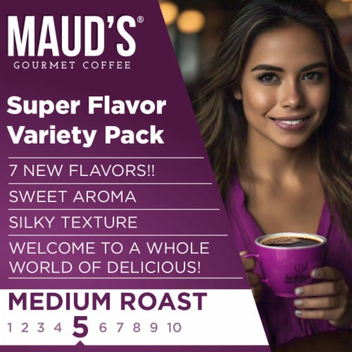 Maud's® Super Flavored Medium Roast Coffee Pods Variety Pack Perspective: back
