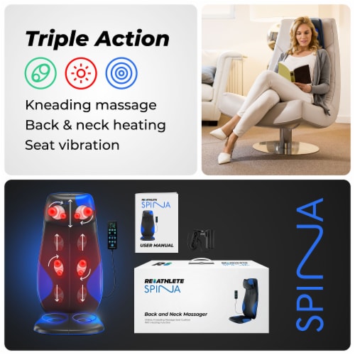 REATHLETE SPINA Shiatsu Massage Cushion with Triple-Action Back & Neck  Massager, 1 Piece - Foods Co.