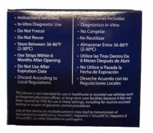 BluLink Blood Bluetooth Glucose Diabetes Test Strips, 50 per box Perspective: back