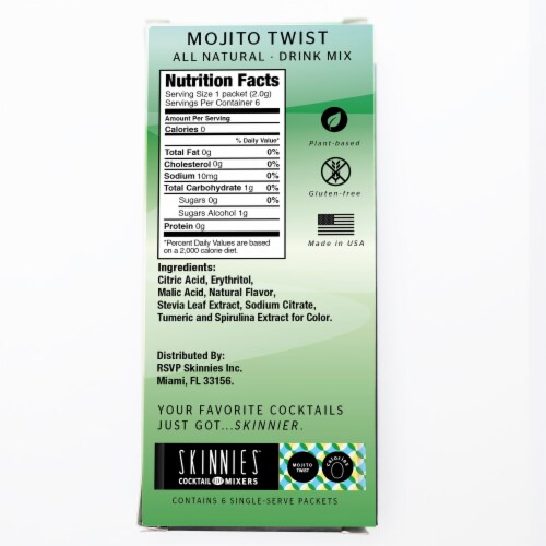 RSVP Skinnies Mojito Twist Cocktail Mixers Perspective: back