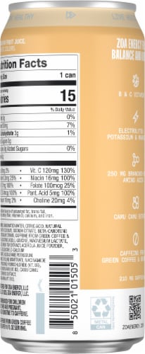 ZOA™ Pineapple Coconut Zero Sugar Energy Drink Perspective: back