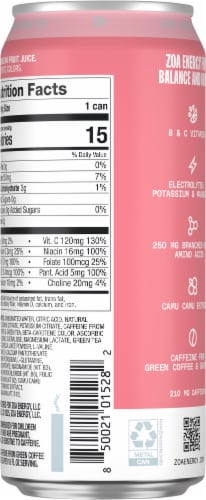 ZOA® White Peach Zero Sugar Energy Drink Perspective: back