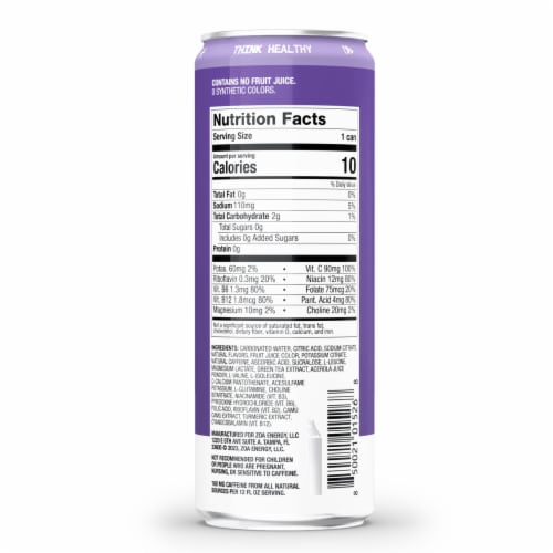 ZOA® Zero Sugar Frosted Grape Energy Drink Single Can Perspective: back