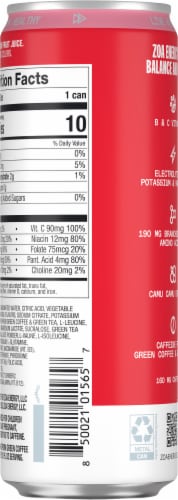 ZOA Zero Sugar Strawberry Watermelon Energy Drink Perspective: back