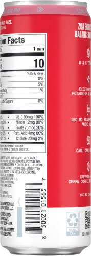 ZOA® Zero Sugar Strawberry Watermelon Energy Drink Can Perspective: back