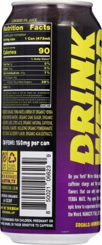 Weird® Yerba Blue Pom Acai Yerba Mate Tea Perspective: back